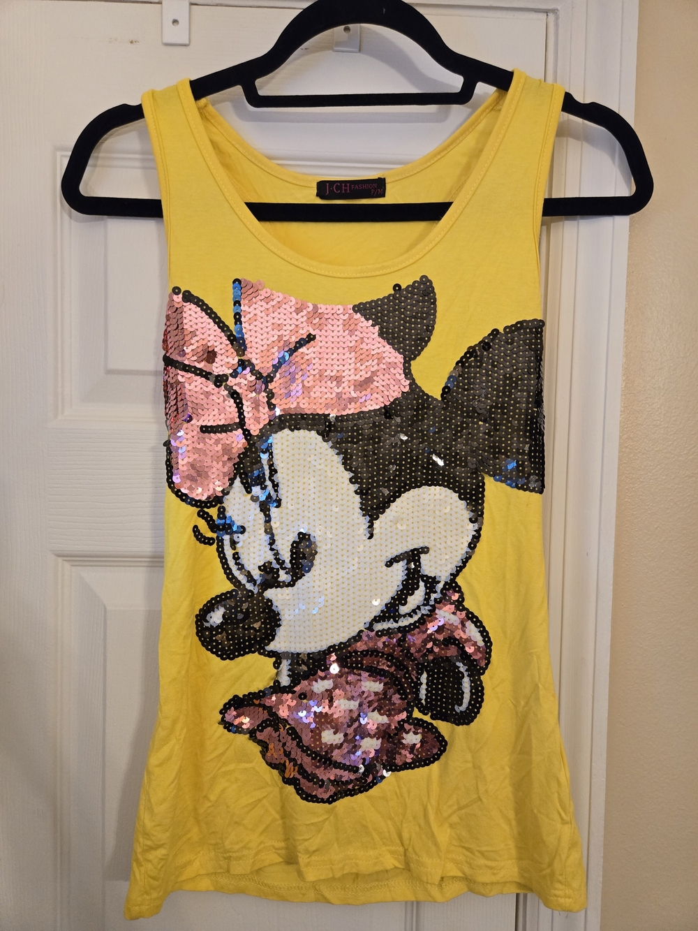 Yellow Minnie Mouse Sequin Tank Top